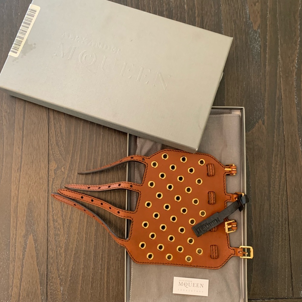 Alexander McQueen Brown Leather Cuff Bracelet with Eyelets